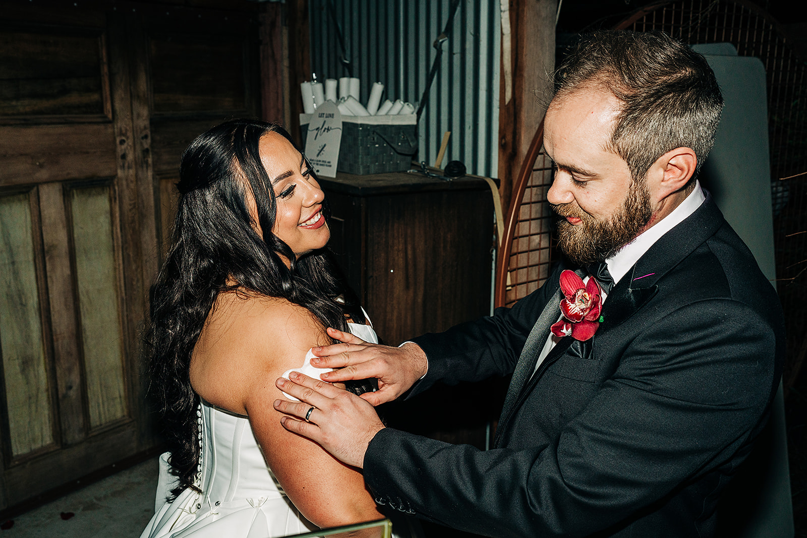 couple applying temporary tattoos