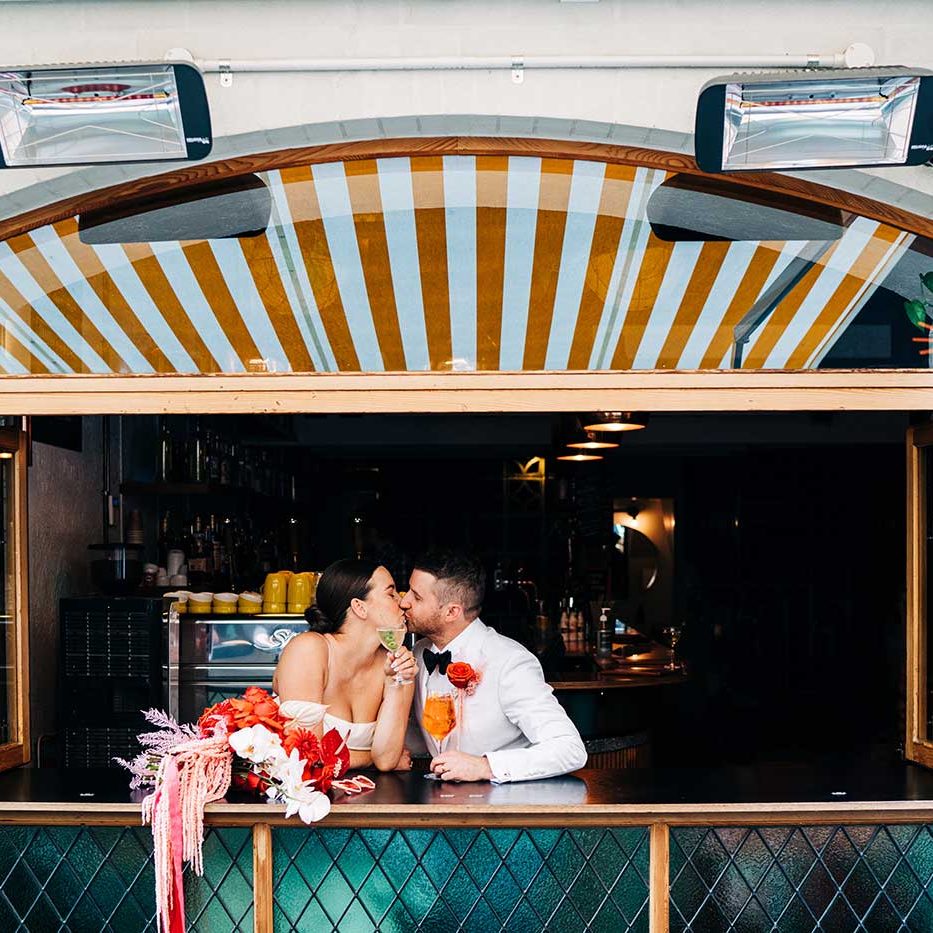 A Melbourne wedding couple having their wedding photos taken